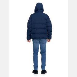 GRANATOWA męska kurtka puchowa boxy z kapturem ZIMOWA  MORAJ